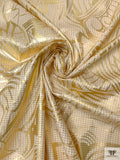 Italian Art Deco Foil Printed Metallic Brocade - Gold / Ivory