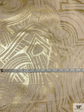 Italian Art Deco Foil Printed Metallic Brocade - Gold / Ivory