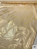 Italian Art Deco Foil Printed Metallic Brocade - Gold / Ivory