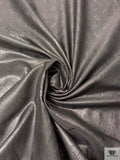 Italian Trailing Vine Jacquard Lamé - Midnight Cinnamon Slate