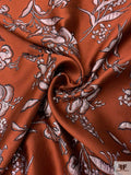 Italian Floral Textured Metallic Brocade - Deep Auburn / Metallic Rose Taupe / Black
