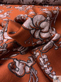 Italian Floral Textured Metallic Brocade - Deep Auburn / Metallic Rose Taupe / Black