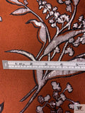 Italian Floral Textured Metallic Brocade - Deep Auburn / Metallic Rose Taupe / Black