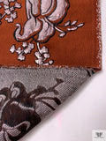 Italian Floral Textured Metallic Brocade - Deep Auburn / Metallic Rose Taupe / Black