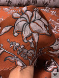 Italian Floral Textured Metallic Brocade - Deep Auburn / Metallic Rose Taupe / Black