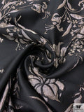 Italian Floral Textured Metallic Brocade - Black / Grey / Silver