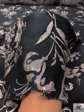 Italian Floral Textured Metallic Brocade - Black / Grey / Silver