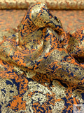 Italian Floral Metallic Brocade - Tangerine / Gold / Blue