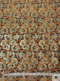 Italian Floral Metallic Brocade - Tangerine / Gold / Blue