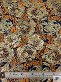 Italian Floral Metallic Brocade - Tangerine / Gold / Blue
