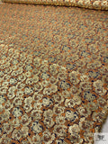 Italian Floral Metallic Brocade - Tangerine / Gold / Blue