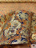 Italian Floral Metallic Brocade - Tangerine / Gold / Blue