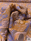French Floral Textured Stretch Metallic Brocade - Periwinkle / Ochre / Dusty Lilac