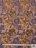 French Floral Textured Stretch Metallic Brocade - Periwinkle / Ochre / Dusty Lilac