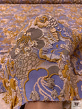 French Floral Textured Stretch Metallic Brocade - Periwinkle / Ochre / Dusty Lilac