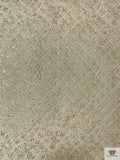 Italian Lattice Floral Metallic Brocade - Snow Ivory / Gold / Palest Mint
