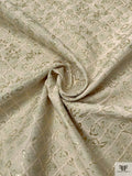 Italian Lattice Floral Metallic Brocade - Snow Ivory / Gold / Palest Mint