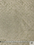 Italian Lattice Floral Metallic Brocade - Snow Ivory / Gold / Palest Mint