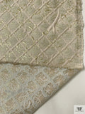 Italian Lattice Floral Metallic Brocade - Snow Ivory / Gold / Palest Mint