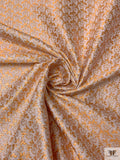 Italian Ditsy Floral Metallic Brocade - Orange / Pale Pink / Silver