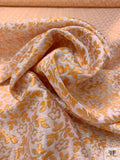 Italian Ditsy Floral Metallic Brocade - Orange / Pale Pink / Silver