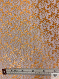 Italian Ditsy Floral Metallic Brocade - Orange / Pale Pink / Silver