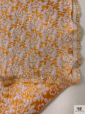 Italian Ditsy Floral Metallic Brocade - Orange / Pale Pink / Silver