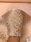 Italian Ditsy Floral Metallic Brocade - Orange / Pale Pink / Silver