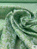 Italian Ditsy Floral Metallic Brocade - Green / Seafoam / Gold