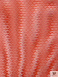 Italian Broken Striped Textured Brocade - Deep Orange / Off-White