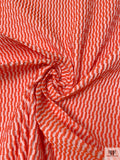 Italian Broken Striped Textured Brocade - Deep Orange / Off-White