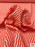 Italian Broken Striped Textured Brocade - Deep Orange / Off-White