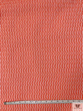 Italian Broken Striped Textured Brocade - Deep Orange / Off-White