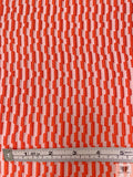 Italian Broken Striped Textured Brocade - Deep Orange / Off-White