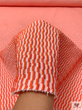 Italian Broken Striped Textured Brocade - Deep Orange / Off-White