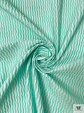 Italian Broken Striped Textured Brocade - Aqua / Off-White