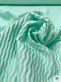 Italian Broken Striped Textured Brocade - Aqua / Off-White