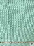 Italian Broken Striped Textured Brocade - Aqua / Off-White