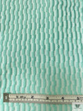 Italian Broken Striped Textured Brocade - Aqua / Off-White