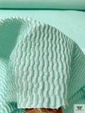 Italian Broken Striped Textured Brocade - Aqua / Off-White