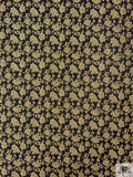 Italian Vine Floral Metallic Denim-Base Brocade - Gold / Yellow / Navy