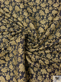 Italian Vine Floral Metallic Denim-Base Brocade - Gold / Yellow / Navy