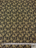 Italian Vine Floral Metallic Denim-Base Brocade - Gold / Yellow / Navy