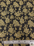 Italian Vine Floral Metallic Denim-Base Brocade - Gold / Yellow / Navy