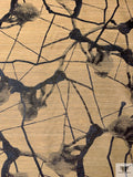 Italian Abstract Woven Brocade with Metallic Design - Desert Sand / Black