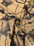 Italian Abstract Woven Brocade with Metallic Design - Desert Sand / Black