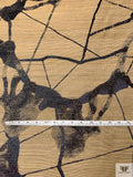 Italian Abstract Woven Brocade with Metallic Design - Desert Sand / Black