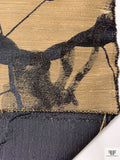 Italian Abstract Woven Brocade with Metallic Design - Desert Sand / Black