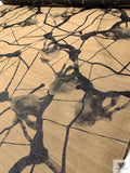 Italian Abstract Woven Brocade with Metallic Design - Desert Sand / Black