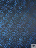 Italian Abstract Metallic Brocade - Blue / Black